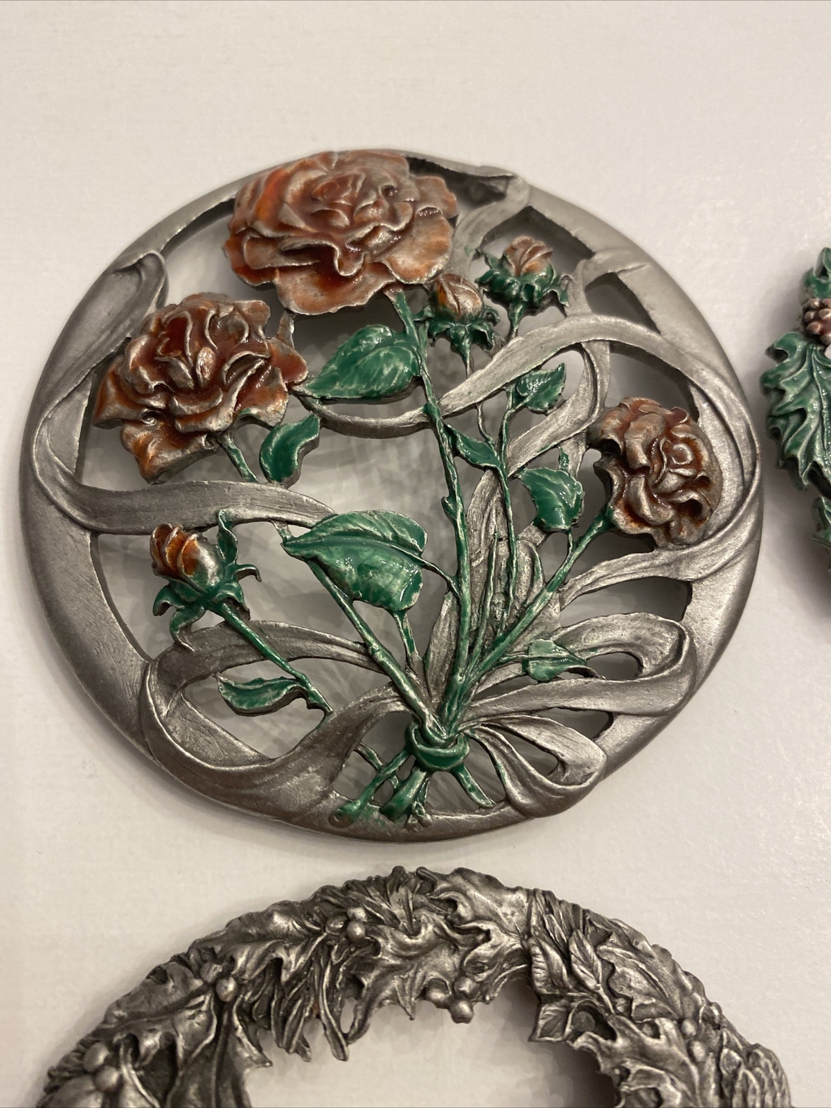 Vintage Rawcliffe Pewter Potpourri Jar Lids X4 Birds Roses Heart Ribbon 1980’s eBay