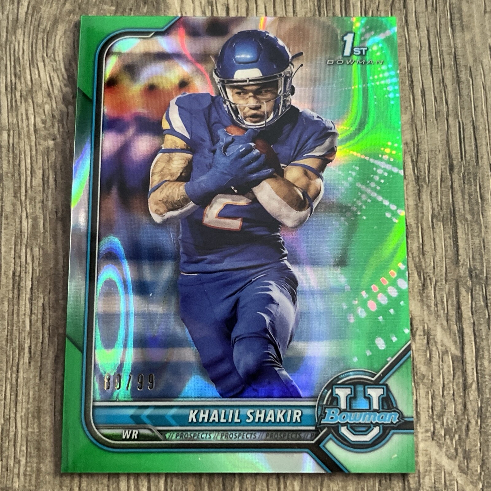 2021-22 Bowman University KHALIL SHAKIR 1st Green Lava Refractor /99 #1 SP Bills
