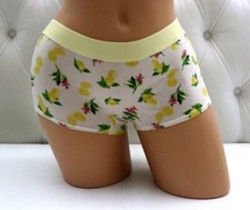 Victoria's Secret Logo Waist Cotton/Modal Boyshort Panty White Lemons M XL NEW