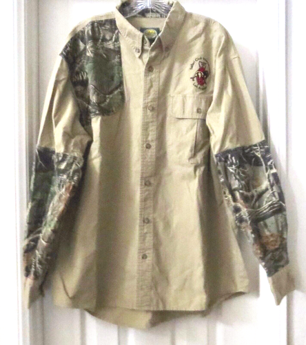 Cabela's Mens RIGHT SHOULDER SHOOTING CAMOUFLAGE SHIRT Safari Club Size Medium - Picture 2 of 12