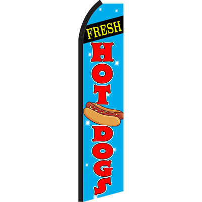 Fresh Hot Dogs 3 ft X 11 1/2 ft Polyester Swooper Flag