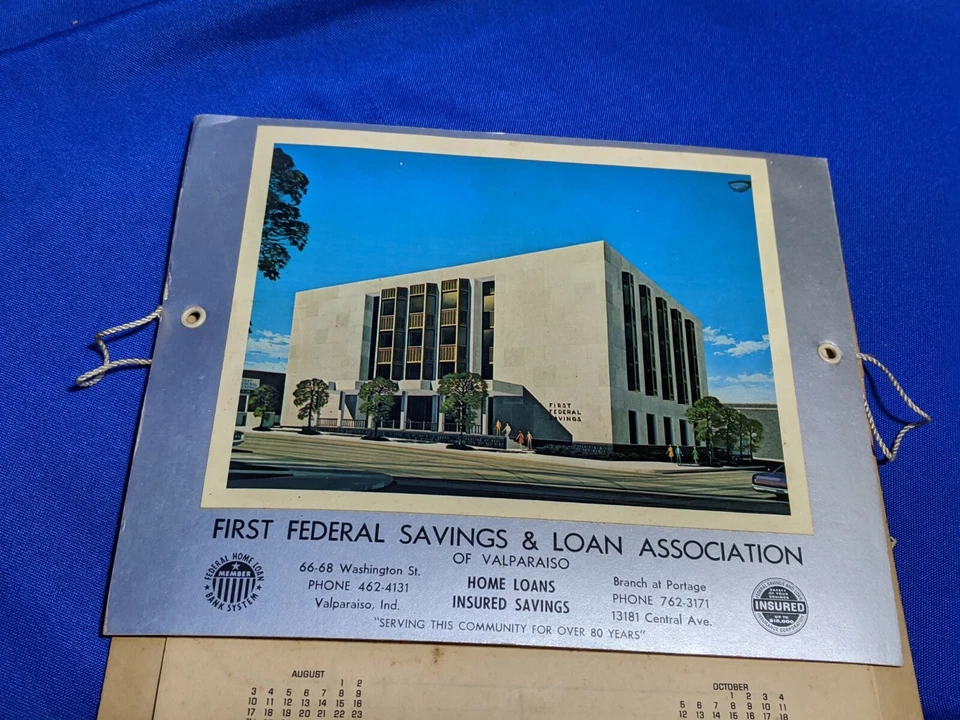 Valparaiso,IN First Federal Savings Loan Bank Advertising Calendar VTG 1969 Foto 2 de 4