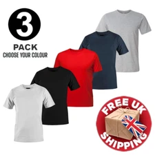 Men's Basic T-Shirts 3 Pack 100% Cotton Top Assorted Multi Pack Tees Plain Blank