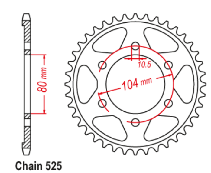 LOPOR 525-42T Motorcycle Rear Sprocket For Kawasaki ZX-7RR 96-99