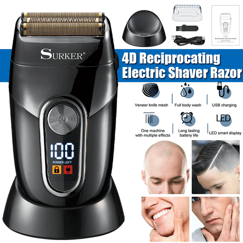 SURKER USB Electric Reciprocating Beard Shaver Men's Wireless Beard Trimmer Kits - Picture 1 of 14
