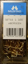 Vintage Mustad 32755 size 1 Gold Aberdeen Hooks Made In Norway Mustad & Son USA