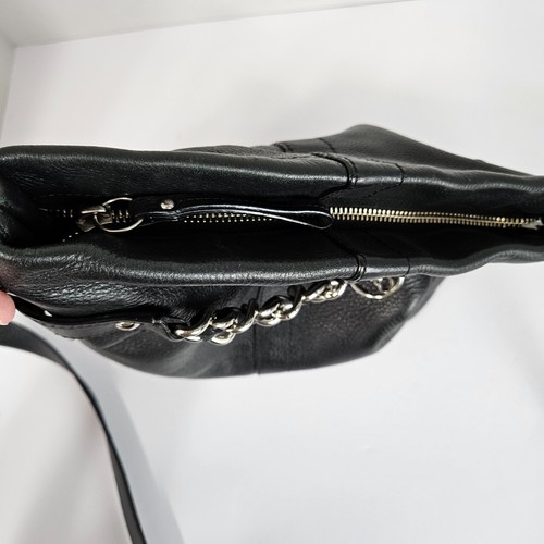 Coach Pebble Leather Crossbody Bag Purse F19722 Chain Duffle Black Shoulder - Picture 8 of 15