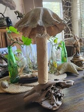 OOAK Mid Century Papier Mache Life-Like Mushroom RARE Sculpture Driftwood SIGNED