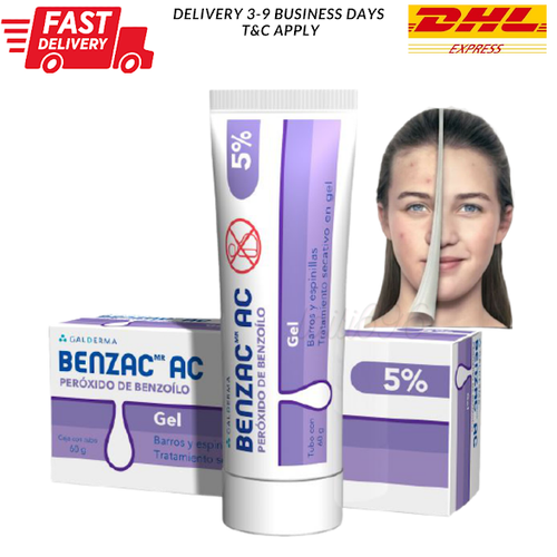 Benzac AC 5% Galderma Benzoyl Peroxide Gel Acne Pimple Unblock Pores 60g DHL