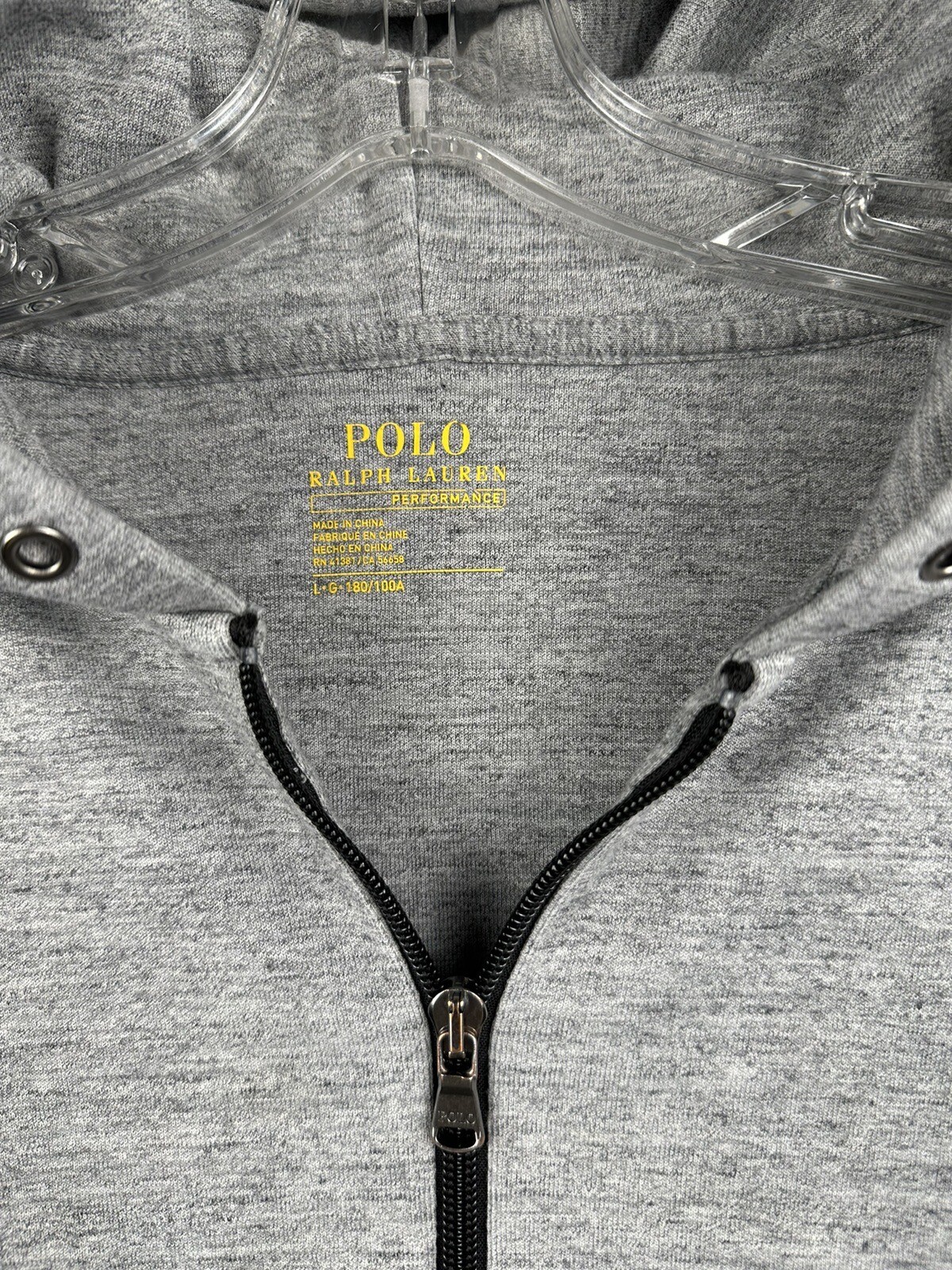 Felpa con cappuccio Polo Ralph Lauren adulto grande grigio nero pony cerniera intera uomo