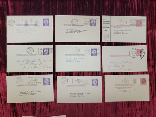 34x lot US Postal Stationary Postcard 1c 2c 3c used post marked 40s 50s 60s - Imagen 14 de 17