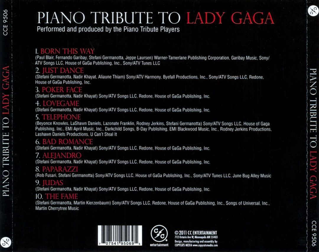 VARIOUS ARTISTS PIANO TRIBUTE TO LADY GAGA NEW CD