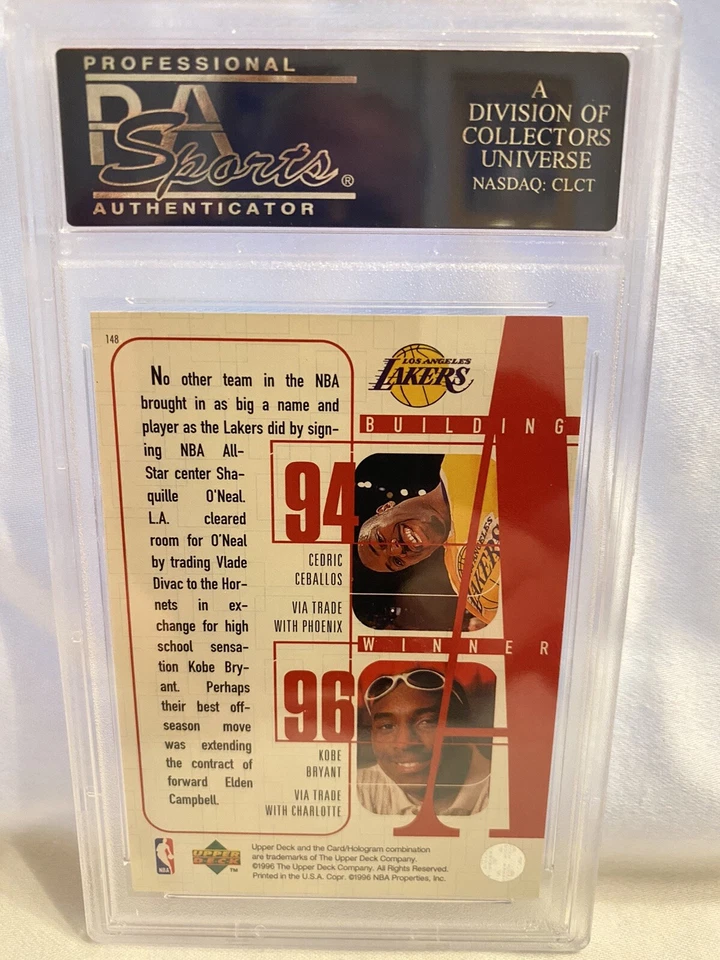 1996 Upper Deck LA Lakers Kobe Bryant ROOKIE with Shaq- PSA 10 - Image 2 of 2