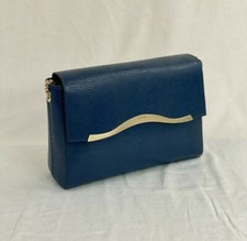 Ripani 3774 Blue Croc Embossed Leather Crossbody Shoulder Bag Made In Italy