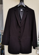 SARA LINDHOLM Blazer Lang Gehrock Longblazer schwarz gefüttert Gr. XL - NEU