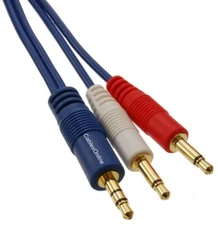3.5mm Stereo Male to 2x 3.5mm Mono Male Breakout Audio Cable