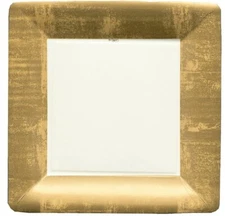 Caspari Square Paper Dinner Plates, Gold Leaf - 2 Packs (5811DP)