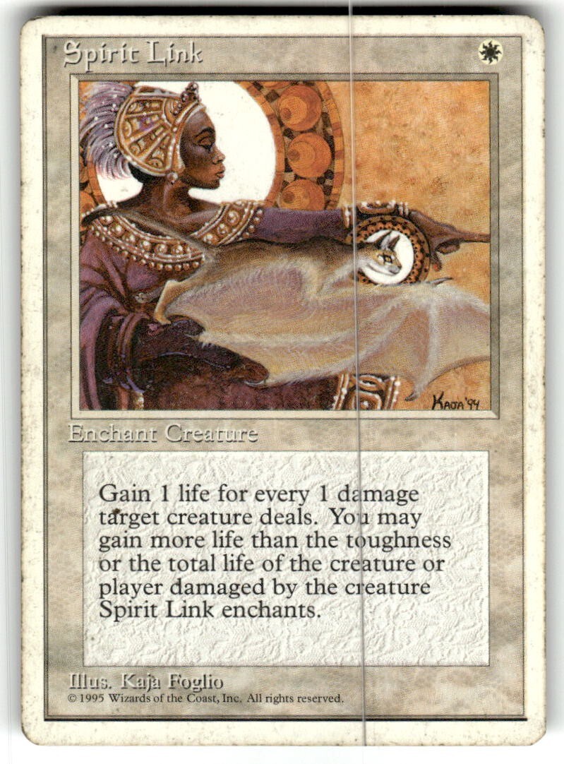 Magic The Gathering: Spirit Link - 1995 4th Edition - Lightly Played