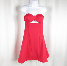 Nasty Gal Strapless Short Red Dress Wired Bra Size S Cut Outs Sexy Party FLAWS
