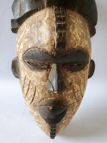 Gesichtsmaske Afrika Holz Maske Ethnographica Fang Wandmaske Weiße Farbe - Picture 3 of 9