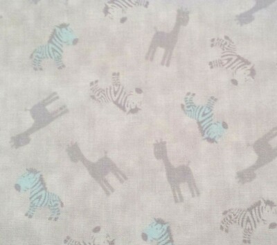 14'' Special Delivery Studio 8 Quilting Treasures Aqua on Gray Zebra Giraffe