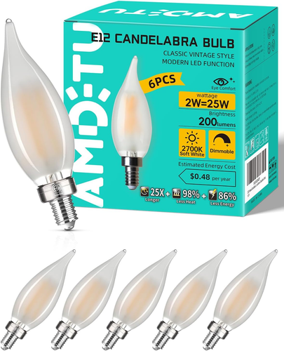 E12 LED Candelabra Bulb 25 Watt Equivalent Dimmable Frosted Candle Light Bulb Wa - Picture 10 of 12