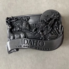 Idaho Belt Buckle The Great Escape  Vintage 1984 Bergamot Brass Works