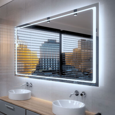 Miroir De Salle De Bain LED BARCELONA Avec Bluetooth Et Affichage Météo - Fixation Murale - Neuf