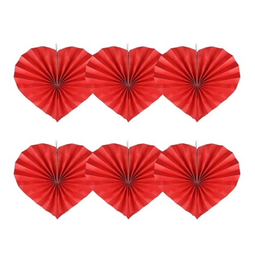 6pcs Easy Carry Folding Heart Fan Hanging Pendant Decoration Party Accessories - 第 7/8 張圖片