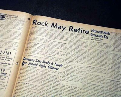 ROCKY MARCIANO Archie Moore Heavyweight BOXING Last Career Fight 1955 Newspaper 