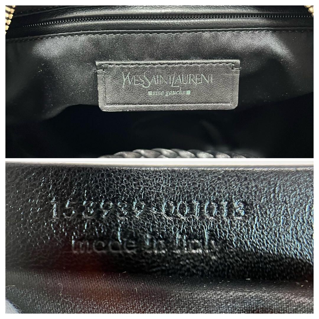 Borsa a tracolla Yves Saint Laurent Rive Gauche MOMBASA in tela beige nera