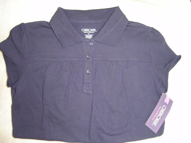 Cherokee School Uniforms: Girls Cap Sleeve, Navy Blue Top, Size: XL