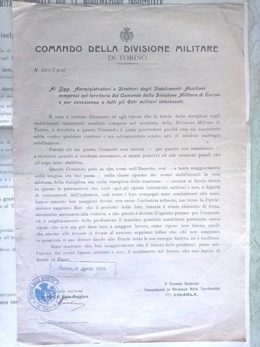 WW1 documenti Ministero della Guerra mobilitazione industriale Divisione Torino - Picture 4 of 5