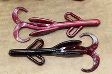 4" Baby Hog Brush Hog Style Red Shad 100 count bag Bass Plastic Worm