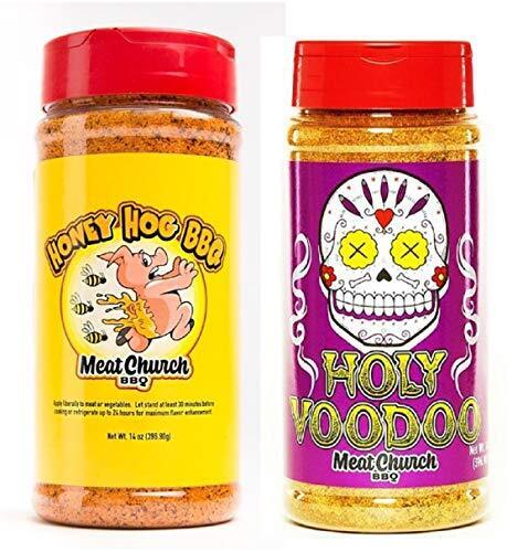 BBQ Meat Church frotter combo miel cochon 14 oz et barbecue Holy VooDoo 14 oz frotté et S... - Photo 1 sur 1