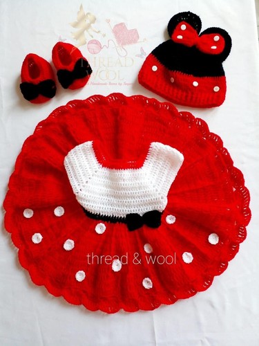 Set Costume Neonato 3 Mesi Bambina Mano Uncinetto Qualità Set Neonato - Foto 2 di 4