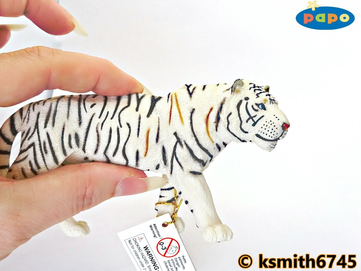 Papo WHITE TIGER solid plastic toy figure wild zoo animal