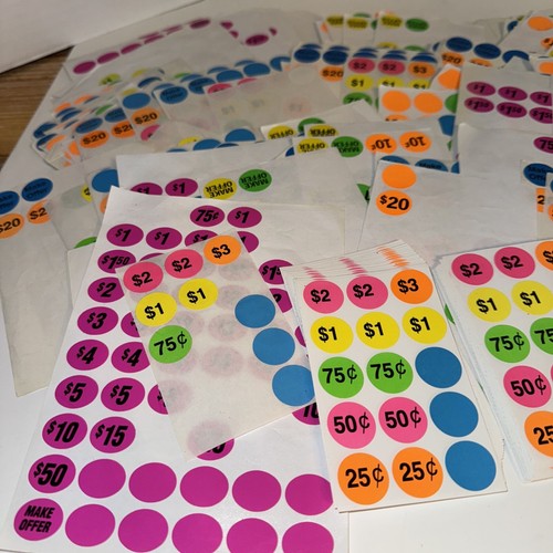 Price Stickers Yard Garage Sale Price Stickers -Preprinted Price Tags Assorted - Picture 2 of 15