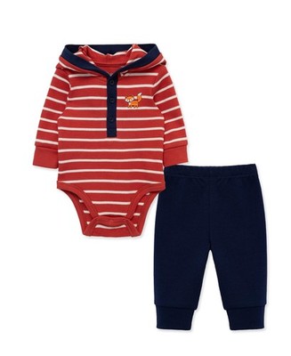 Little Me Clothes for Baby Boys' Fox Bodysuit and 3 Months, Peacoat/Cranberry 