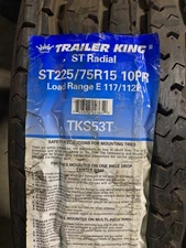 1 New ST 225 75 15 LRE 10 Ply Trailer King II ST Radial Trailer Tire