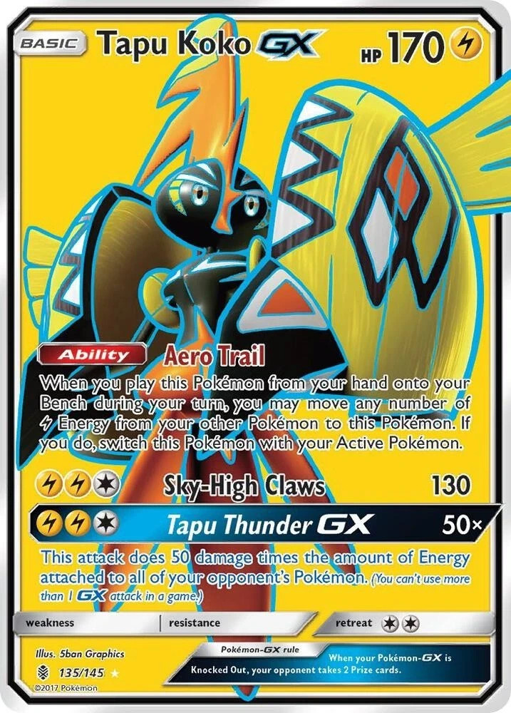 Tapu Koko GX 135/145 Full Art Ultra Rare - Pokémon TCG Guardians Rising NM