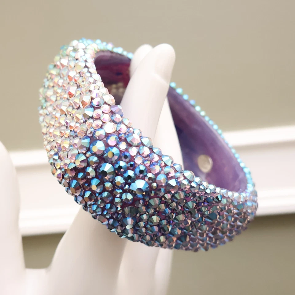 Tarina Tarantino Pulsera Swarovski Cristal Pavé Rosa Verde Morado Lucite Brazalete Foto 4 de 4