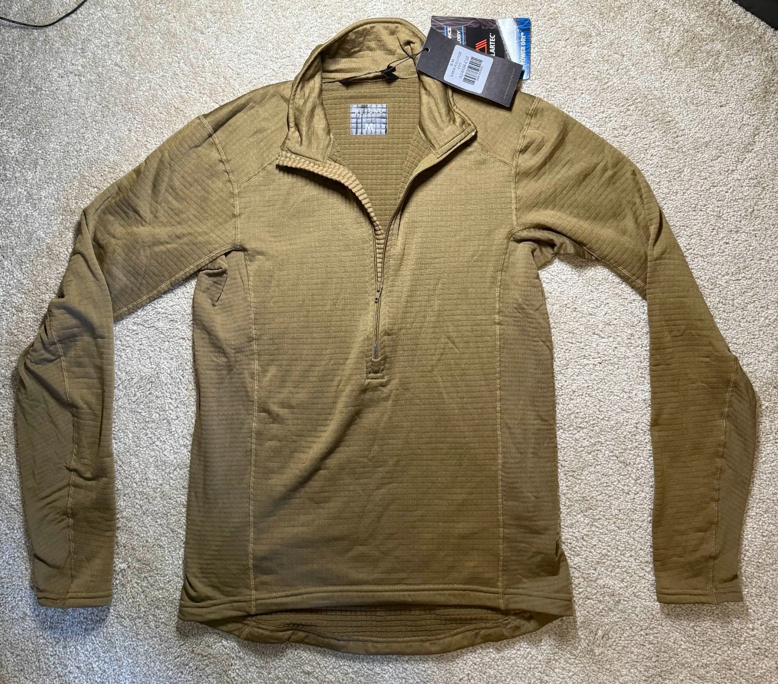 Beyond A2 Krios Crew Pullover Grid Fleece Polartec Qaurter Zip Coyote MED REG