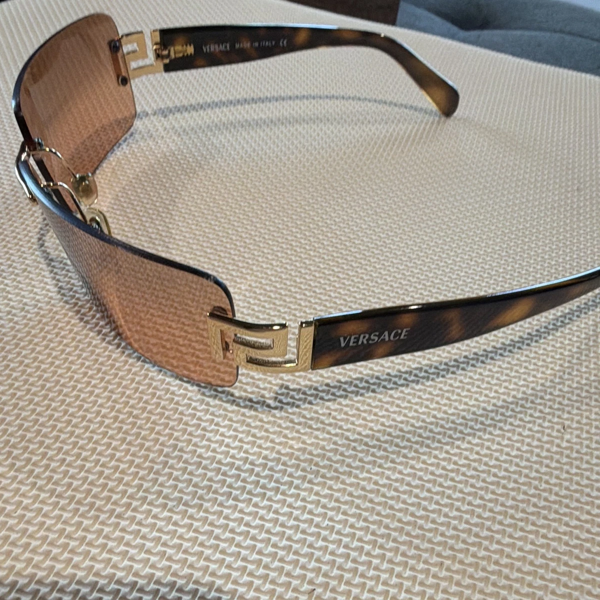 Authentic Versace MOD. 2156-B Sunglasses Gold/Havana‎ Brown Gradient Shield Y2K Amazon.com: Versace VE 4439 108/73 Havana Plastic Shield  main image 2