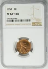 1951 Lincoln Cent 1c PF68+ PR68+ RD NGC 950543-1