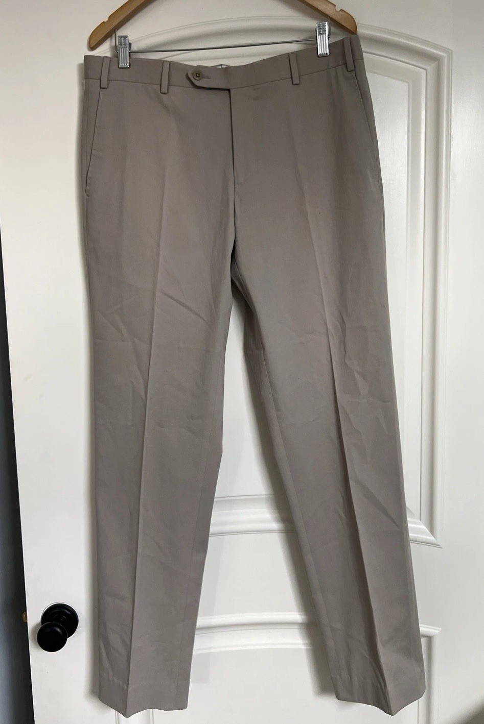 Zanella Men’s Dress Pants 36 Taupe Gray Slim Fit Cotton Stretch Made in Italy
