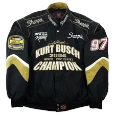 NASCAR Vintage Racing Jacket Kurt Busch 97 Cup Champion 2004 JH Design Y2K XL