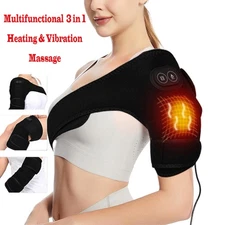 Electric Heated Shoulder Massager Joint Brace Support w/ Vibration Relief Pain