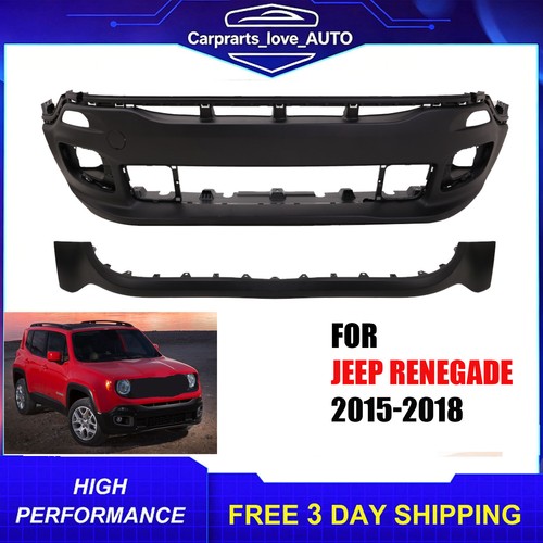 For 2015-2018 Jeep Renegade Front Upper and Lower Bumper Cover Set Fascia