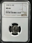 1949-D  10C Roosevelt Dime NGC MS66     8699811-011